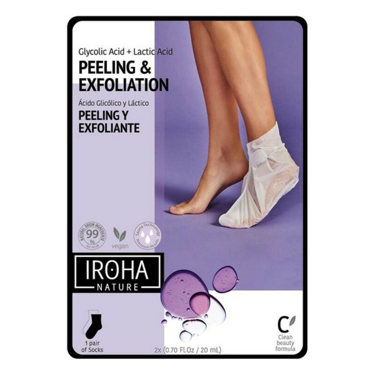 Moisturising Socks Peeling and Exfoliation Lavender Iroha IN/FOOT-3 (1 Unit) - Calm Beauty IE