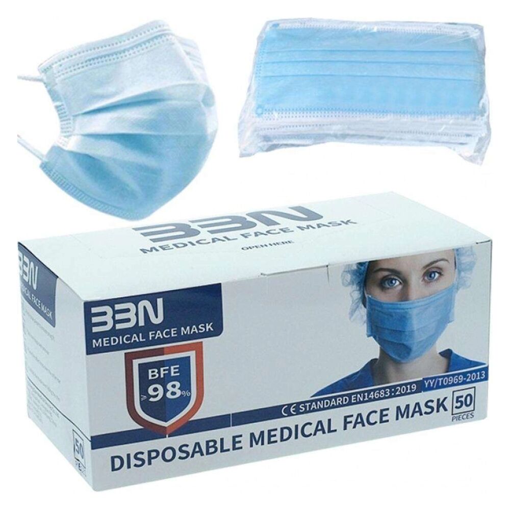 Hygienic Face Mask Blue Adult (50 uds) - Calm Beauty IE